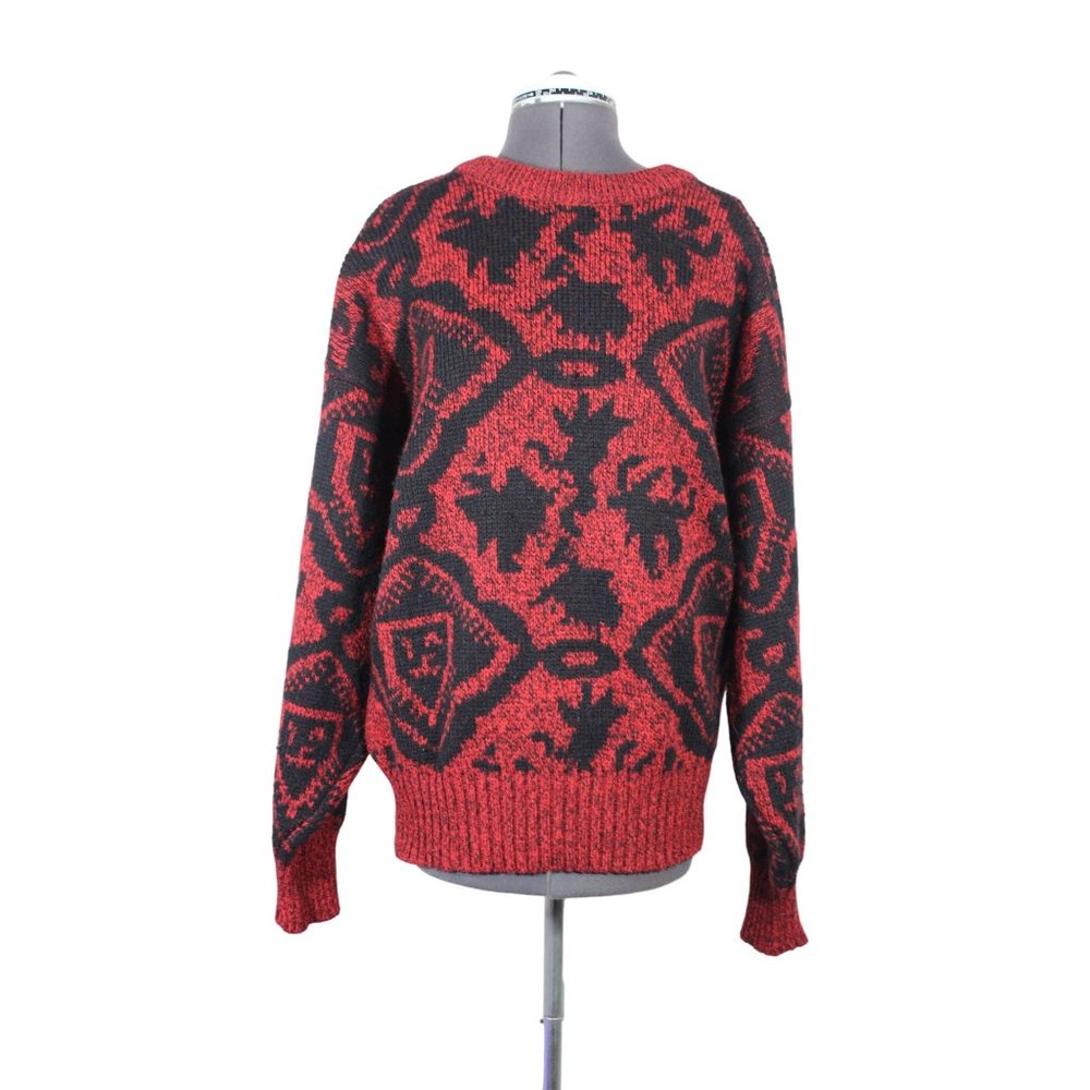 Woolrich men's retro vintage abstract wool knit pullover sweater L